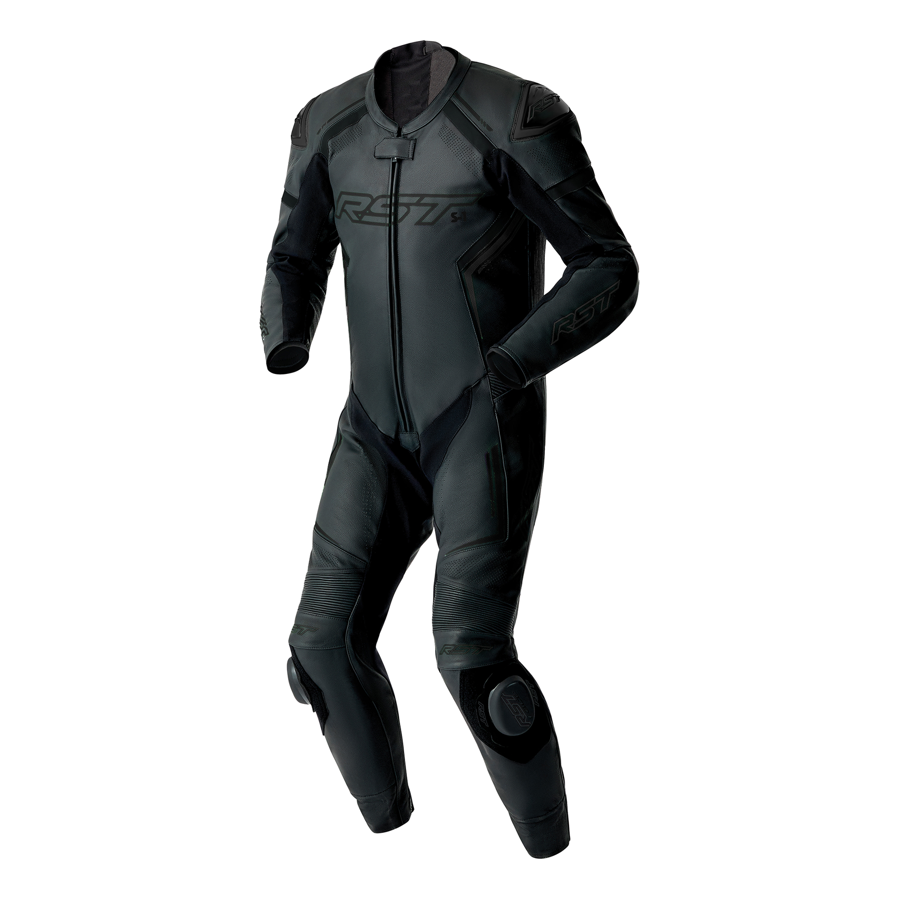 RST S1 D3O Leather Suit Black & Black/White - Image 2