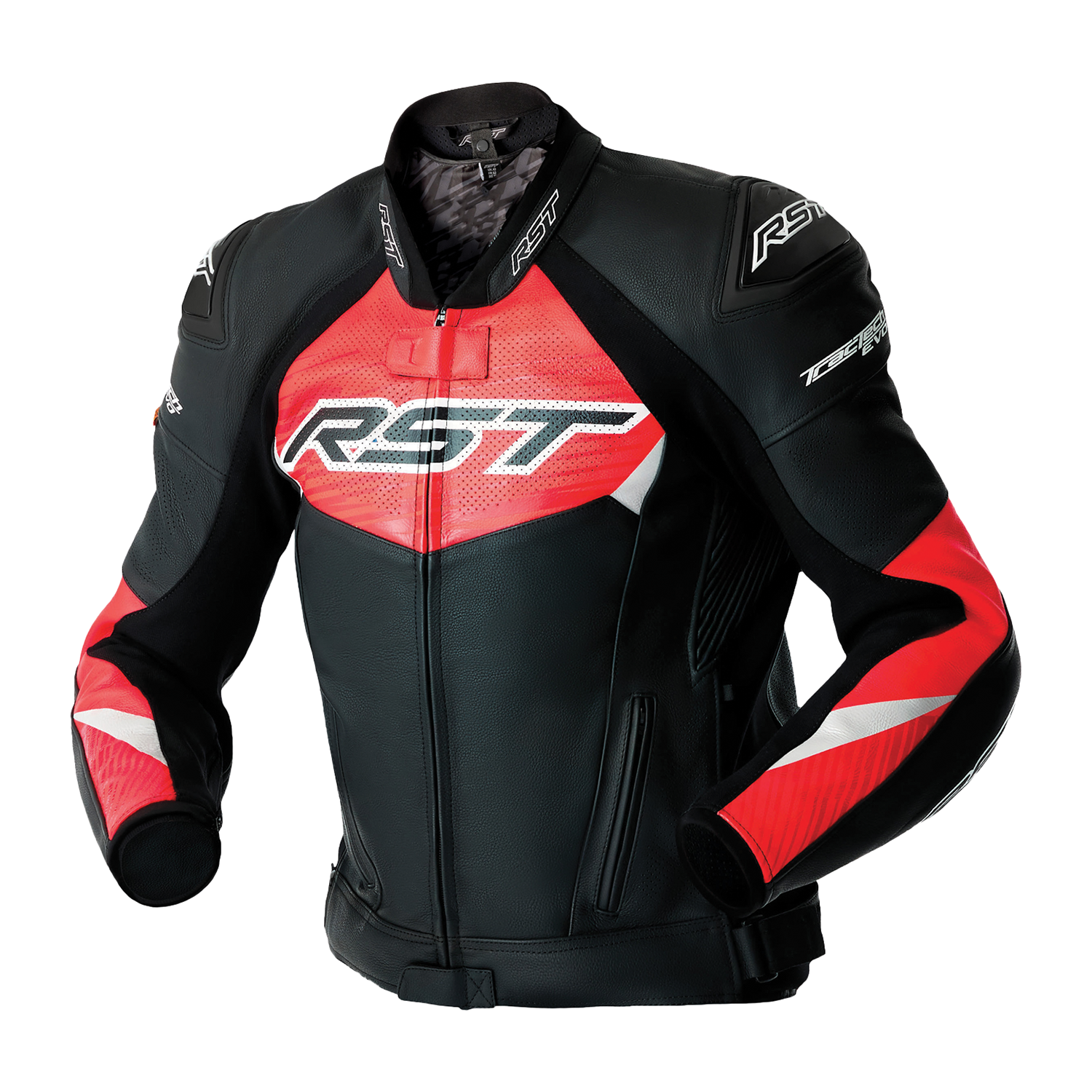 RST Tractech Evo D3O Leather Jacket Flo red/Black & Blue/Black - Image 2